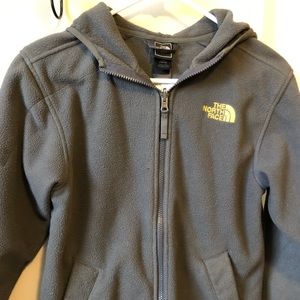 The North Face hooded fleece zipper jacket.